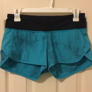 Teal printed Lululemon shorts